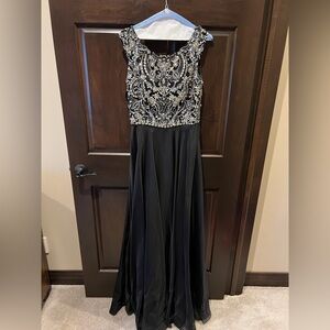 Sherri Hill Black Beaded Bodice Prom Gown